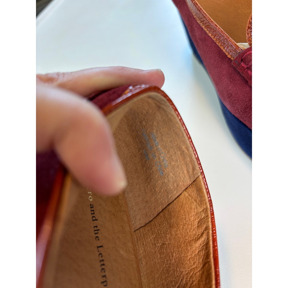Pilcro and the Letterpress Wedge Loafers Burgundy Orange Navy 9.5 Suede Platform - Picture 10 of 10